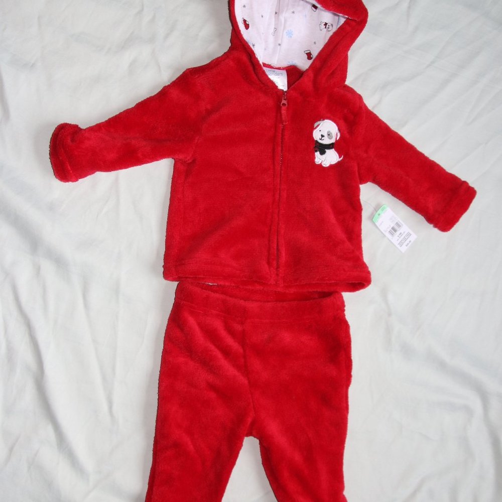 2pc set 6-9 M LITTLE WONDERS infant red CHRISTMAS